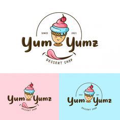 yum yum logo design for dessert shop