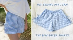 the shorts are blue and white checkered