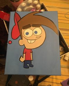 a painting of a cartoon character on a canvas