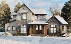 a large house with snow on the ground