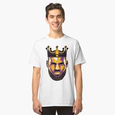 a man with a crown on his head wearing a t - shirt classic t - shirt