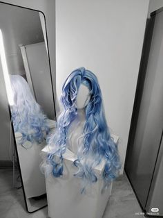 Water Hairstyles, Long Blue Hair, Cloud Hair, Sunkissed Hair Brunette, Ocean Hair, Water Hair, Hair References, Hair Sketch