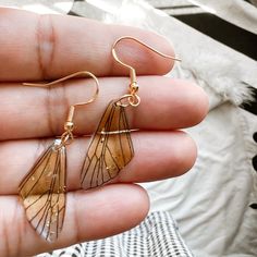 Yellow Transparent Butterfly Wing Earrings 14k Hypoallergenic Gold Post 1” Resin Butterfly Wing Style Pendant 2” Handcrafted Transparent Butterfly, Butterfly Boho, Shrinky Dink Earrings, Resin Butterfly, Bee Wings, Jewelry Butterfly, Butterfly Earring, Butterfly Wing Earrings, Shrinky Dink