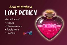 If you’re ready to find love and draw in the perfect partner, then this fiery love potion enhanced with candle magic was meant for you. Not only will this unique beverage help you find the love of your life, but it’s also delightfully sweet to drink! Is it possible to make a love potion? Yes,... Love Potion Recipe Real, Love Spells That Work Immediately Candle, Love Potions Witchcraft, Simple Love Spell Jar, How To Make A Potion, How To Make A Love Potion, Love Potion Aesthetic, Witch Potion Recipe, Love Potion Drink