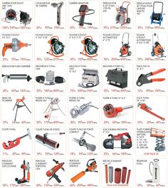 an image of various tools that are on display in this brochure for sale