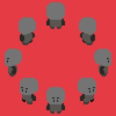 an image of pixel art with black sheep in the center on a red background illustration