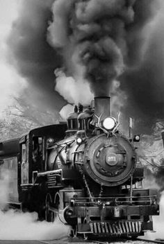 black and white photograph of an old steam engine