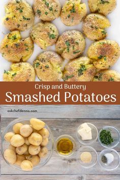 the ingredients to make crisp and butter smashed potatoes