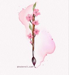 a watercolor painting of pink flowers on a white background