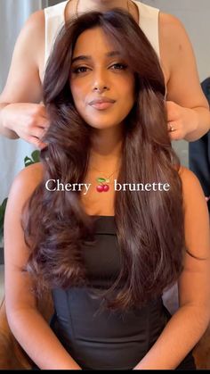 Cherry Brunette, Brown Hair On Brown Skin, Chocolate Red Hair, Chocolate Cherry Hair Color, Hair Color Cherry Coke, Chocolate Brunette Hair, Cherry Cola Hair Color, Hair Color For Brown Skin