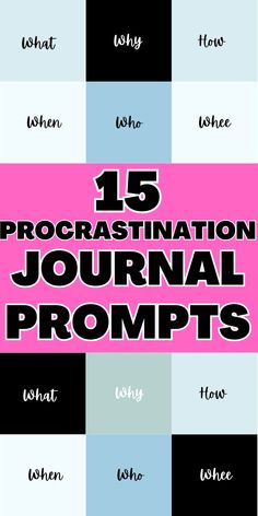 the cover of 15 procrastination journal, which features different types of words