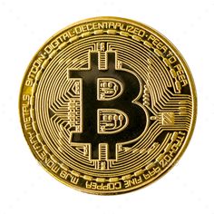 a bit coin is shown against a white background in this photo, there is no image here to provide a caption for