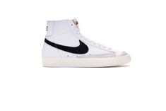 Men’s Nike Blazer Mid '77 Vintage Style # BQ6806-100 Color: White/Black Lena Outfits, Nike Blazer Black, Blazer Mid 77 Vintage, Nike Blazers, Embroidered Socks, Nike Blazer Mid 77, Anime Jewelry, Nike Blazer Mid, Nike Blazers Mid