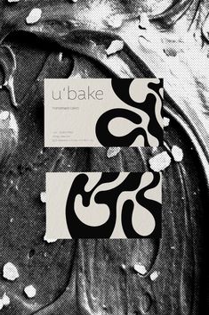 an advertisement for u - bake, with black and white designs on it's side