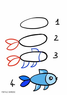 how to draw a fish for kids step by step