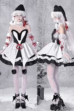 Winter Song Plush Sweetheart Neckline Bouffant Dress/Full Set Winter Fantasy Cosplay Dresses, Fitted Dresses For Winter Fantasy Events, White Winter Costume Party Dress, Fantasy Dresses For Winter Costume Party, Red Christmas Garland, Bouffant Dress