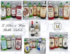 several bottles of wine are shown in this collage with the names and labels on them