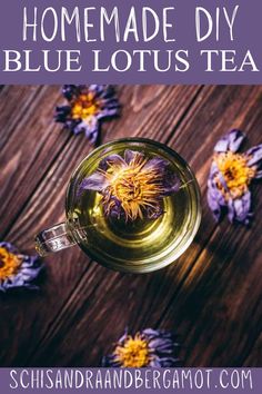 homemade diy blue lotus tea in a glass cup