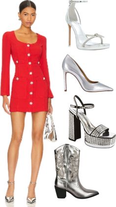 best shoes to wear with red dress , silver shoes red dress Shoes And Outfits, Bold Heels