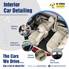 the interior car detailing flyer is shown