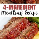 four ingredient meatloaf recipe with lettuce and carrots on the side