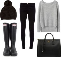 Black Hunter Boots, Black Hunter, Simple Outfits For School, Boating Outfit, Looks Style, Mode Inspiration