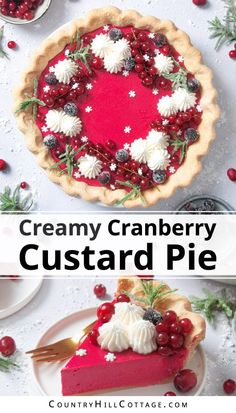 the cranberry custard pie is ready to be eaten