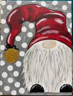 a painting of a santa clause with polka dots