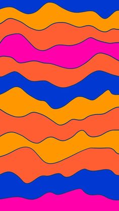 an orange, pink and blue wavy pattern