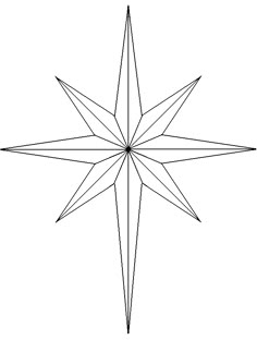 a black and white drawing of a star with four pointed lines on the middle one side