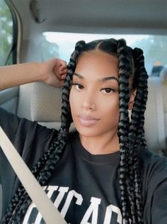 6 Big Braids, 4 Jumbo Braids, Rasta Braids, Two Braid Hairstyles, Sleek Ponytail Hairstyles, Natural Hair Short Cuts, Cute Curly Hairstyles, Natural Hair Styles Easy