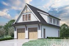 a two car garage is shown in this rendering