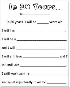 an end of the year worksheet for students to learn how to write in 20 years