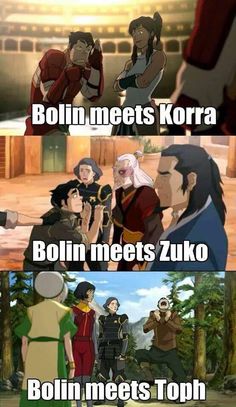 anime memes with the caption that reads, bolli meets kora and bollin