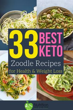 the cover of 33 best keto zoodle recipes for health and weight losss