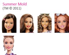 four dolls with different hair styles and makeup make - up for the summer mold tm @ 2011