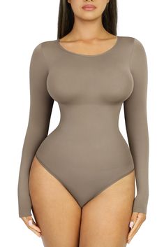 PRICES MAY VARY. 92% nylon + 8% spandex Imported Snap closure Hand Wash Only [ Size Suggestion-Order One Size Up ] FeelinGirl Seamless Bodysuit is suitable for everybody!! Since the size of FeelinGirl bodysuit differs from Amazon’s, please refer size chart in the main image 6 on the left. If you (especially tall ladies) worry about the torso can not be long enough, please order ONE SIZE UP. [ Non-see Through + Good Drape + High Stretch ] 92% NYLON + 8% Spandex offers soft touch that enough to have good drape and good elasticity of our thong bodyusit, which inclusive enough for different body shapes and sizes. Moreover, longsleeve bodysuit for women have zero bound feeling to your body and won't easy to deform after repeated washing. [ Slight Tummy Control + Butt Lift + Slim Arm ] Differs f Plus Size Body Suit, Seamless Bodysuit, Basic Bodysuit, Long Sleeve Leotard, Full Body Suit, Cute Pants, Women's Shapewear, Tall Women, Body Suit