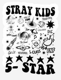 the 5 - star sticker is shown in black and white with stars on it