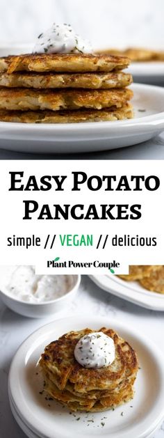 easy potato pancake recipe on a plate with whipped cream