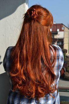 Redhead Hairstyles, Half Bun Hairstyles, Beautiful Red Hair, Black Hair Care