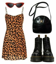 Dc Martens, Leopard Print Outfits, Edgy Outfits, Mode Vintage, Polyvore Outfits, Grunge Fashion, Outfits Casuales, Cute Casual Outfits, Passion For Fashion