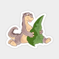 an animal sticker with a leaf on it's back and the word, igua