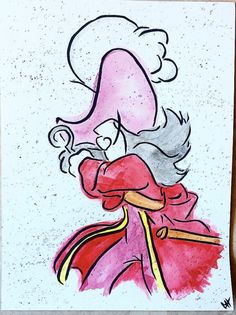 a drawing of a woman wearing a pink coat