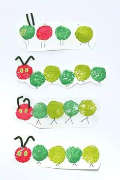 the very hungry caterpillars are made with paper and glue to make their own characters