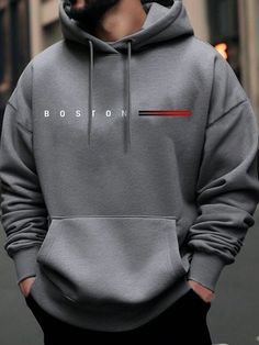 Nike Hoodies For Men, Sporty Hoodie, Pajama Outfits, Men Stylish Dress, Letter Print Hoodie, Lined Hoodie, Shirt Print Design, Winter Hoodies