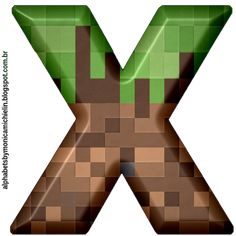 the letter x is made up of different colored blocks and shapes that appear to be pixelated