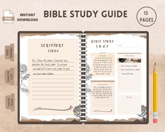 the bible study guide is open to pages