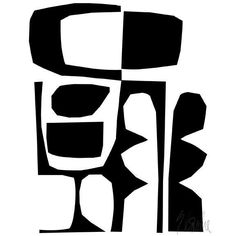 a black and white drawing of an abstract design