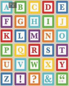 colorful alphabets with letters and numbers on them