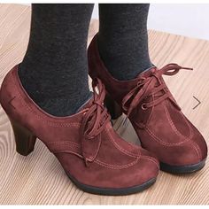 Category:Heels,Boots,Pumps; Upper Materials:Suede; Season:Fall,Winter; Heel Type:Cone Heel,High Heel; Gender:Women's; Style:Vintage,Fashion,Elegant,Preppy,Luxurious; Heel Height(inch):2-3; Outsole Materials:Rubber; Occasion:Party,Daily,Work,Outdoor; Closure Type:Lace-up; Pattern:Solid Color; Listing Date:08/23/2023; 2024 Trends:Brogue,Suede Shoes,Dress Shoes,Strappy Heels,Plus Size,Vintage Shoes Heeled Oxford Shoes, Heeled Brogues, Oxford Shoes Heels, High Heel Dress, Lace Up High Heels, Elegant High Heels, Heels Online, Irregular Choice, Chunky High Heels